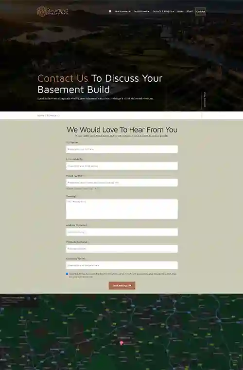 Luxury basement website design placeholder