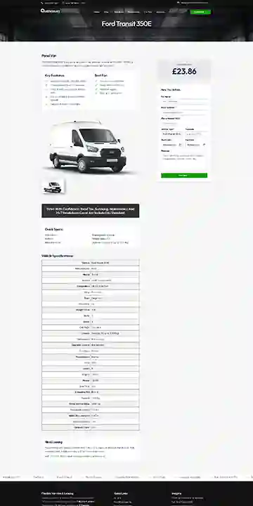 Van hire website redesign placeholder